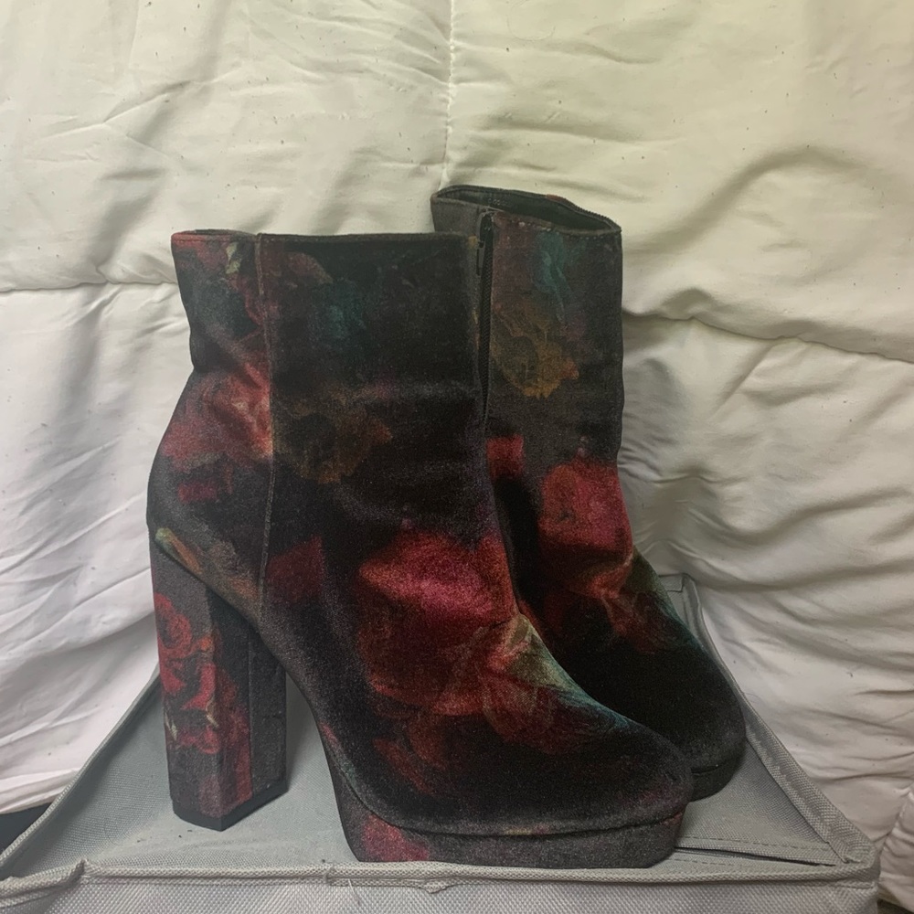 Velvet Floral Heels